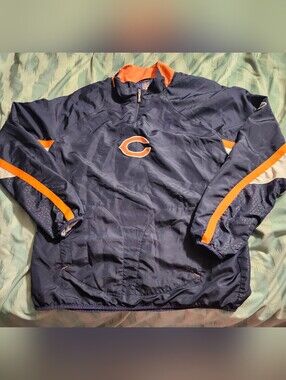NFL Reebok Chicago Bears Football 1/4 Zip Pullover Windbreaker Men's Size Large